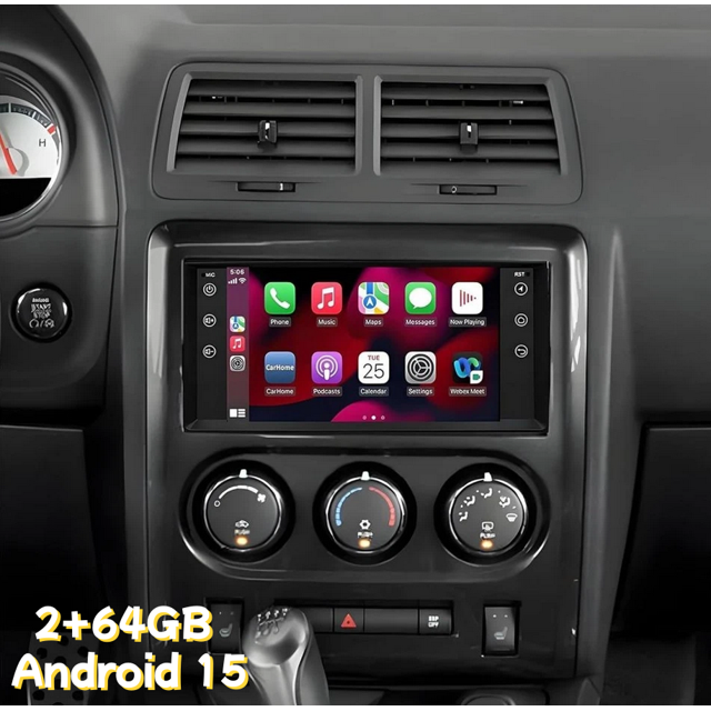 7-Inch IPS Touchscreen Car Radio | 2+64GB Android 15 For Dodge Challenge 2008-2014 - CarPlay/Android Auto Ready with AHD Reverse Camera, Microphone, Bluetooth, SWC, WiFi, GPS