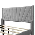 thumbnail image 6 of SYNGAR Upholstered Queen Size Velvet Platform Bed Frame with Tufted and Chrome Nailhead Trim Wingback Headboard, Gray, 6 of 8