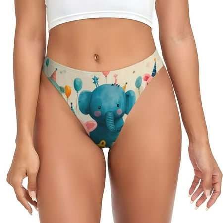 Qokaie Cute Animal Party Printed Women s Cotton Thong Underwear  Sexy Breathable Panties G-string-Large