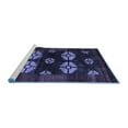 thumbnail image 2 of Ahgly Company Machine Washable Indoor Square Abstract Blue Modern Area Rugs, 4' Square, 2 of 4