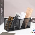 thumbnail image 4 of Metal Mesh Desk organizer Pen Pencil Caddy Multi-Compartment Office Supply Holder Stationery Storage Container Workspace, Black, JKODE, 4 of 6