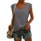 thumbnail image 4 of Camiseta básica de verano para mujer, holgada, con cuello en V y manga corta, sin mangas., 4 of 6