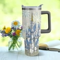 thumbnail image 6 of 40oz Cartoon Blue Castle Theme Tumbler | with Handle and Lid and Straw | Firework Travel Coffee Mug -Birthday,Christmas Gift, 6 of 6
