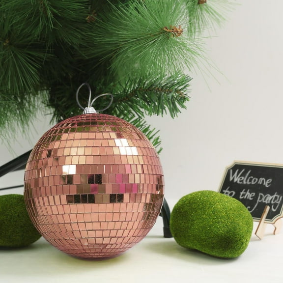 BalsaCircle 4 Rose Gold 6" Glass Hanging Party Disco Mirror Balls Wedding Decorations