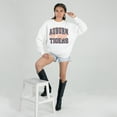 thumbnail image 3 of Women's Gameday Couture White Auburn Tigers Oversized Faded Formation Premium Fleece Sweatshirt, 3 of 5