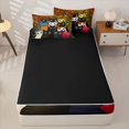 thumbnail image 4 of Manfei Cartoon Cat Zipper Full Size Comforter Sets with Fitted Sheet and 2 Pillowcases, Watercolor Love Heart Zipper Bedding Set, Dark Green, Black Reversible, 4pcs, 4 of 7