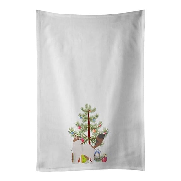 Turkish Van Cat Merry Christmas White Kitchen Towel Set of 2 19 in x 28 in