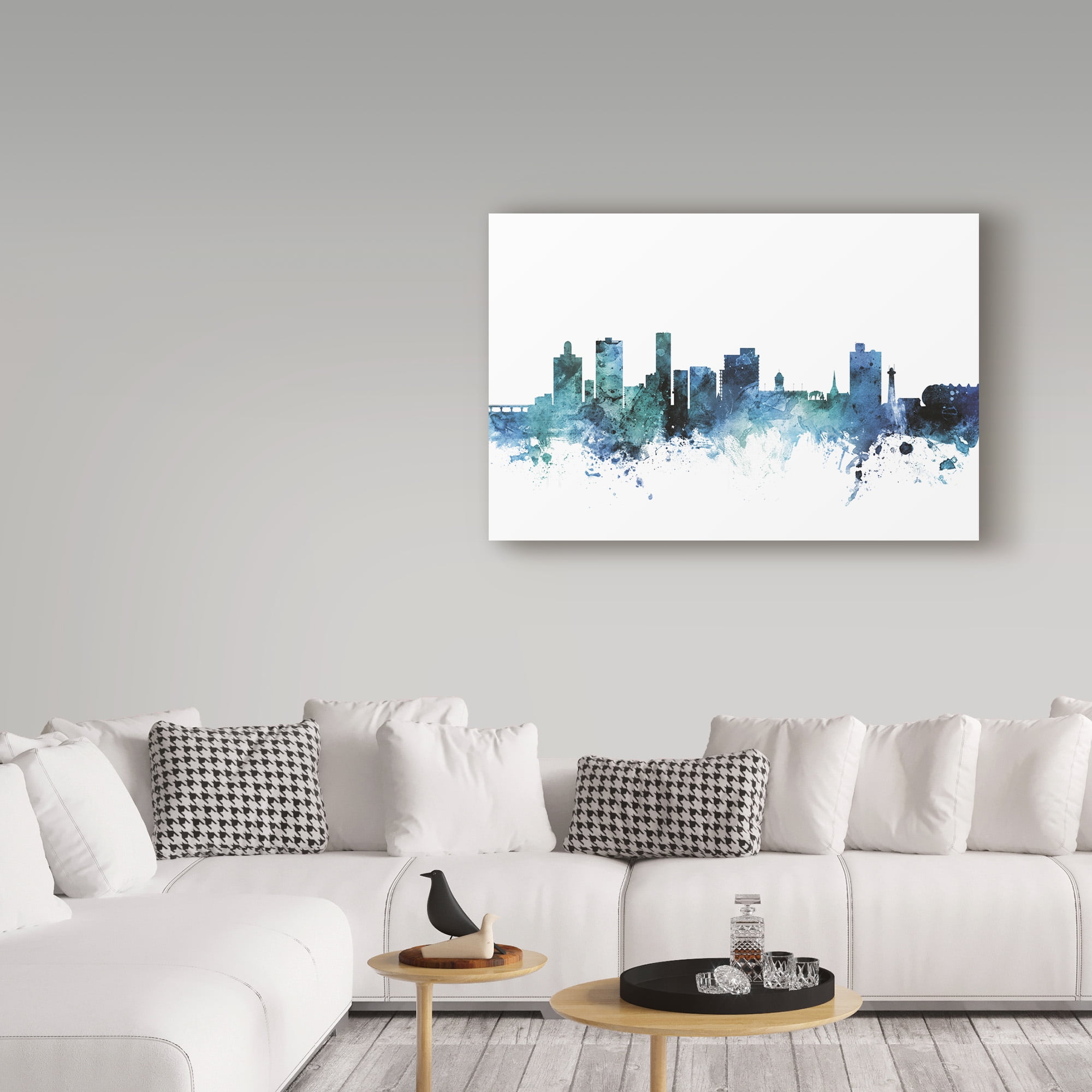 Trademark Fine Art 'Port Elizabeth Blue Teal Skyline' Canvas Art by Michael Tompsett
