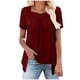 thumbnail image 1 of Camisetas de Manga Corta de Verano para Mujeres, Moda Color Sólido Falso Cuello Redondo de Dos Piezas para Uso Casual Y Diario, 1 of 8
