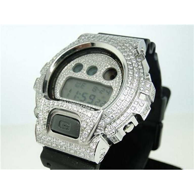 Casio G Shock 6900 White Cubic Zirconia Watch 5.50 Ct