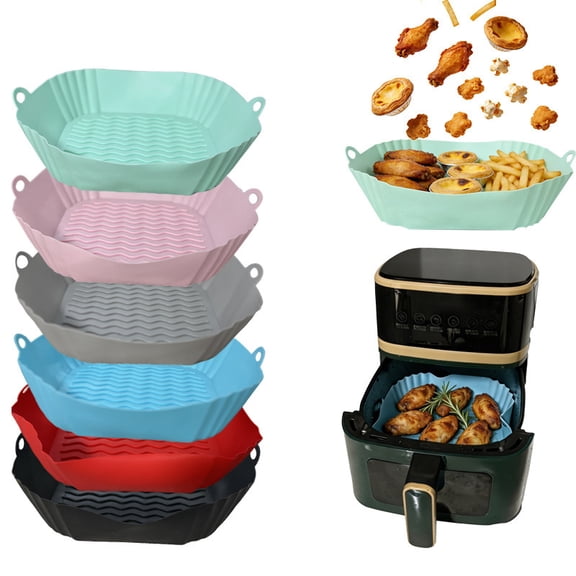 Silicone Air Fryer Liners – 8 Inch 6 PCS Reusable Non-Stick Pot for 4-7 QT Air Fryers