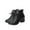 Black, variant on Fesfesfes Ankle Boots for Women Soft Faux-Leather Mid Heel Bowknot Boots Lace Up Boots For Women 4.5(35)