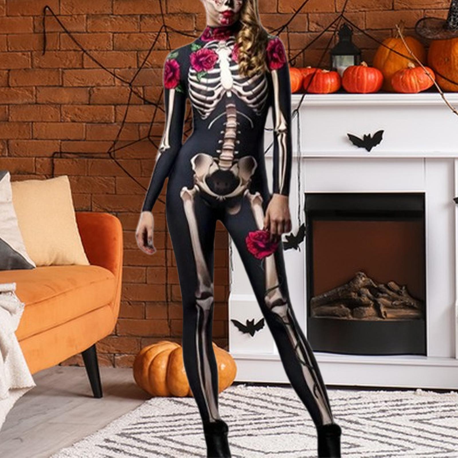 Gants Et Collants Squelette Halloween - Adulte - Polyester élastique - Pour Déguisement, Carnaval, Cosplay