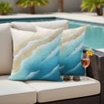thumbnail image 5 of Outdoor Pillow Covers Pack of 2, Summer Blue Gradients Wave Waterproof Throw Pillowcase Cushion Cases, Sandy Beaches Decorative Pillow Cover for Couch Sofa Home Bed Patio, 5 of 9