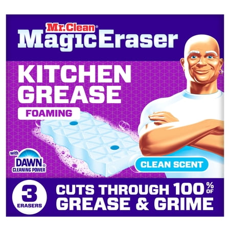 Mr. Clean Magic Eraser Sponge, Kitchen Grease, Clean Scent, 3 Count