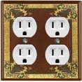 thumbnail image 1 of Metal Light Switch Plate Cover Elegant Antique Floral Tile Frame Brown FLW079, 1 of 13