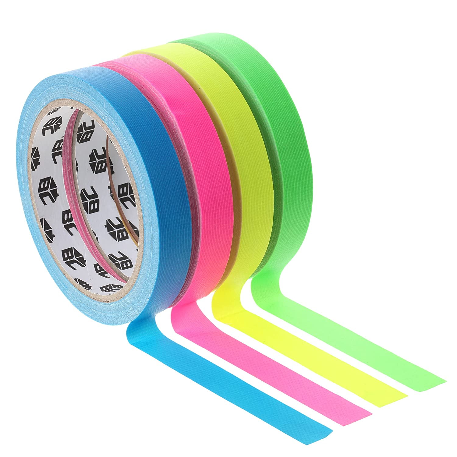 Bates Colored Gaffers Tape, 4 Pack, Neon Colors, 0.65 Inch x 11 Yards, Gaffers Tape, Gaff Tape