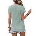 thumbnail image 5 of TEMOFON Womens Summer Tops Floral Lace Short Sleeve Raglan Tops Blouses Casual V Neck Tee Shirts Solid Color Green Size S, 5 of 5