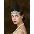 thumbnail image 3 of 1920s Headpiece Flapper Headband, Feather Rhinestone Roaring 20s Great Gatsby Hair Accessories for Women,Wine Red, 3 of 4
