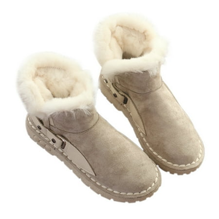 

Duretiony Winter Buckle Snow Boots Fluffy Thick Fleece Lined Warm Women Winter Ankle Boots