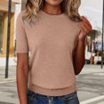 thumbnail image 2 of Vinsonshop Short Sleeve Sweaters for Women Womens Tops Casual Sweater Shirts for Women Tunic Tops Light Sweaters for Women Tunic Sweaters for Women Lightweight Sweaters for Women Gold L, 2 of 6