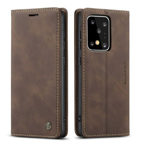 Dteck Wallet Case For Samsung Galaxy S20 Ultra 6.9 inch, Premium PU Leather Wallet case Magnetic Flip Folio [Kickstand Feature] with ID&Credit Card Pockets,Coffee