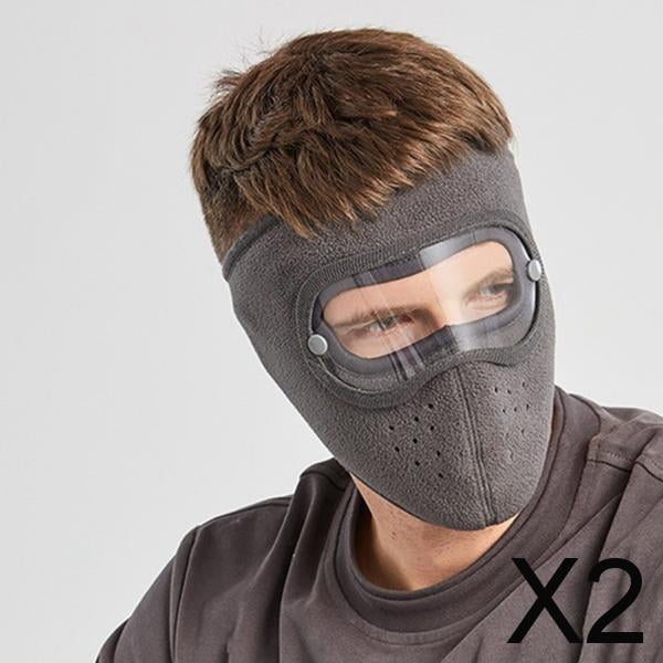 2 cascos faciales de forro antivaho con gafas extraíbles a prueba de viento color gris 2 piezas Colamx