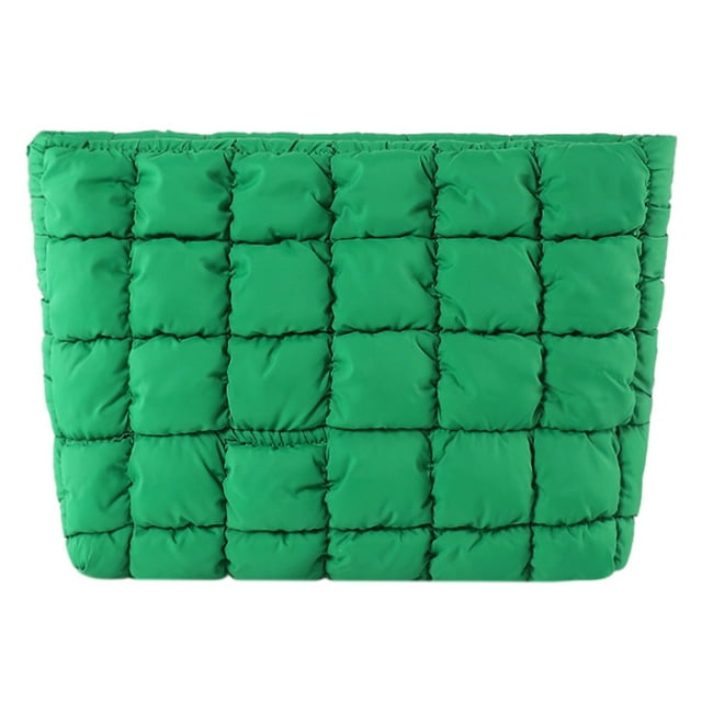 Bolsa de cosméticos acolchada con cremallera, bolsa de maquillaje de viaje, color sólido para mujeres y niñas