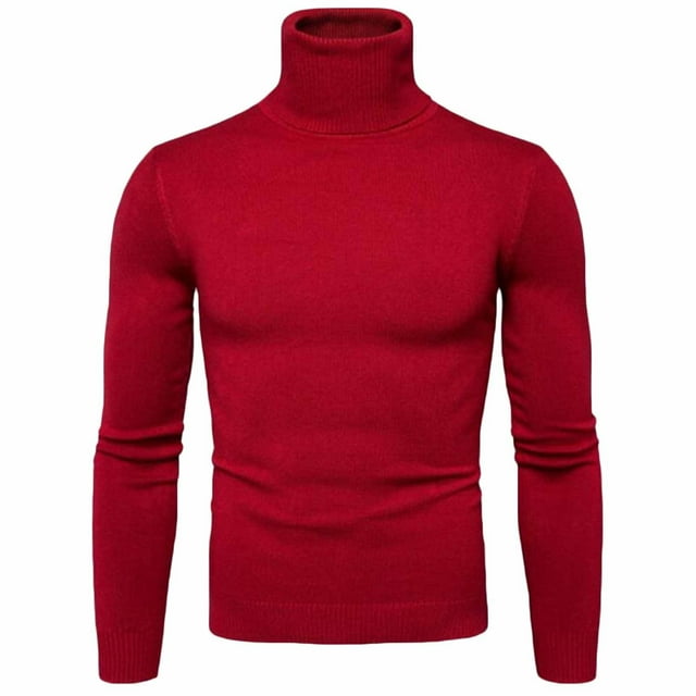 EGNMCR Chandail pour Homme Homme Décontracté Uni Chandail Col Roulé Bordure Tricot de Base Garder au Chaud Chandail Blouse