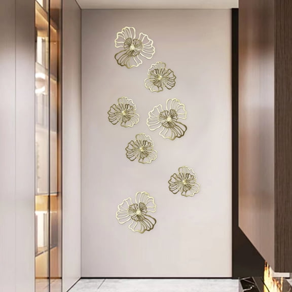 STRANDCHIC Black and Metal Double-Layer Flower Wall Art Decor 5-Piece Set