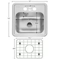 thumbnail image 5 of Miligoré 15" x 15" Single Bowl Top-Mount Drop-In 22-Gauge Stainless Steel Bar/Prep/Utility Sink - Includes Drain/Grid, 5 of 7