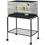 Renwick 47'' Flight Cage with Rolling Stand Slide-out Tray, Black
