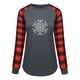 thumbnail image 5 of Sudadera de cuello redondo para mujer Tops deportivos Patchwork a cuadros manga larga suelta camisa larga Tops estampado de copo de nieve ANGGREK Otros, 5 of 6