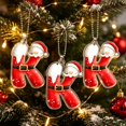 thumbnail image 4 of Santa Suit Letter Christmas Ornament, A-Z Alphabet Flat Acrylic Pendant, Personalized Initial Xmas Tree Decor, DIY Custom Name Hanging Ornament for Car Rearview Mirror, 4 of 6