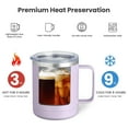 thumbnail image 2 of 12oz Coffee Mugs with Handle 2 Pack, Stainless Steel Insulated Travel Tumblers with Lid, Double Wall Vacuum Camping Cups for Hot & Cold Drinks, Tea, Lilac & Pink, 2 of 8