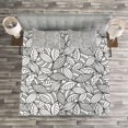 thumbnail image 3 of Ambesonne Leaves Quilted Bedspread Set 3 Pcs, Abstract Doodle Foliage, Queen Size, Grey Black White, 3 of 3