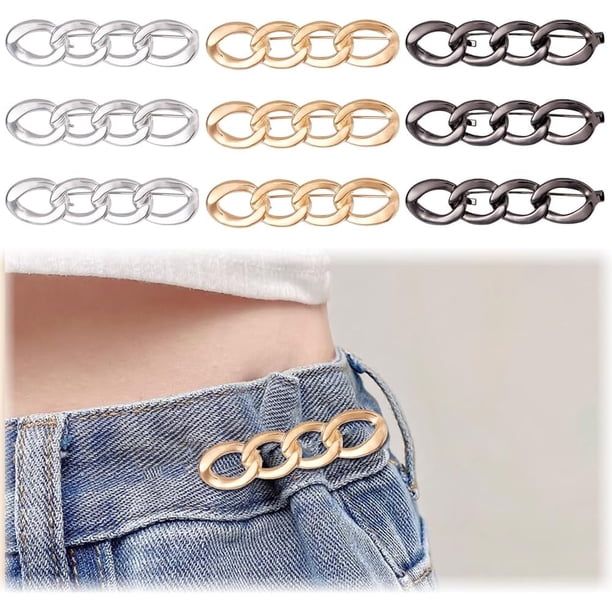 9 piezas de 3 colores, ajustador de cintura para pantalones, botón ajustable para jeans, broche sin costura, clip de cintura, ajustador de cintura de aleación reutilizable.