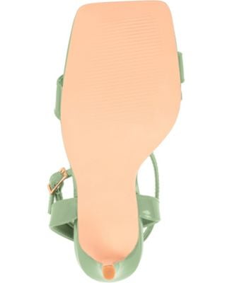 JOURNEE COLLECTION Womens Green Padded Dorian Square Toe Stiletto Buckle Heeled Sandal 8.5
