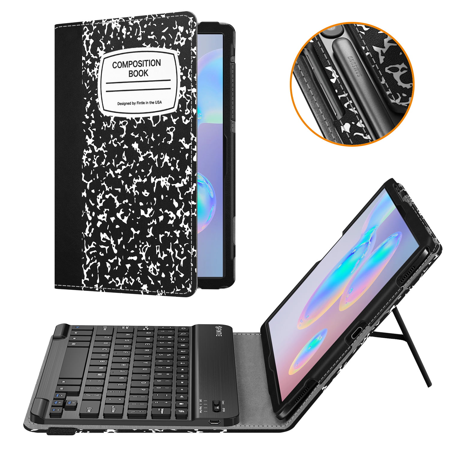 , Fintie Keyboard Case for Samsung Galaxy Tab S6 10.5 2019 Model SM-T860/T865/T867 Black Patented S Pen Slot Design Folio Stand Cover with Removable Wireless Bluetooth Keyboard 