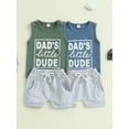 thumbnail image 3 of Baby Toddler Boy Shorts Set 3 6 12 18 24 Months 2T 3T Letter Print Sleeveless Tank Tops Solid Elastic Waist Shorts 2 Piece Summer Outfit, 3 of 9