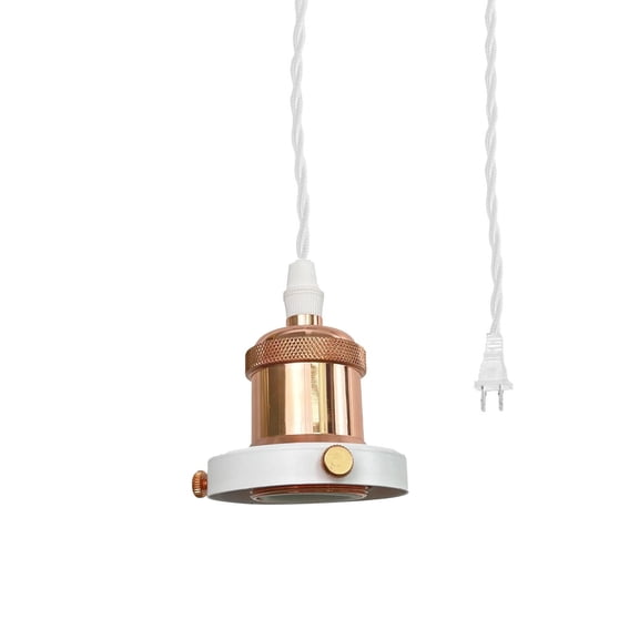 KAYYELAMP Corded Pendant Light Plug in Dimmable Switch Cord 15 Feet E26 Rose Gold Base with Ring DIY Modern Design Hanging Lamp for Bedsides Kitchen Stairs Counter(No Bulb)