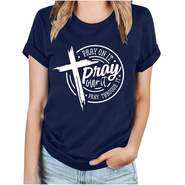 Blusas de Manga Corta para las Mujeres Imprimir Cuello Redondo Camiseta, Blusa Clásica Vintage para la Primavera Y el Verano