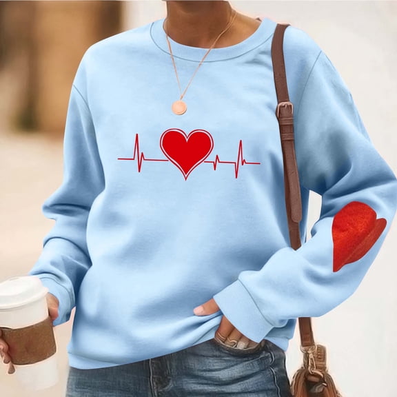 Vetsdori Pullover Sweatshirts for Women Graphic Valentines Tops Gifts for Girlfriend Winter/Spring,Crew Neck Long Sleeve Casual Love Heart Womens Shirts Cute