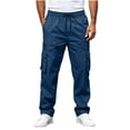 thumbnail image 5 of Aezemi Men Straight Leg Cargo Pants with Multiple Pockets Lightweight Fashion Elastic Waist Pull on Hiking Pants Drawstring Trendy Workout Outdoor Trousers XXL, 5 of 9