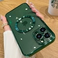 thumbnail image 2 of For iPhone 12 Pro Max Case Magnetic Compatible with MagSafe Built-in Camera Lens Protector Elegant Protection Clear Case for iPhone 12 Pro Max 6.7 Inches - Green, 2 of 12