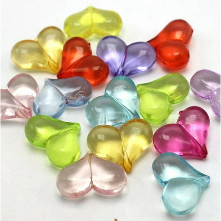 U8MO 25 Mixed Color Transparent Acrylic Puffy Heart Charm Beads 22X16mm(0.87 X0.63 )