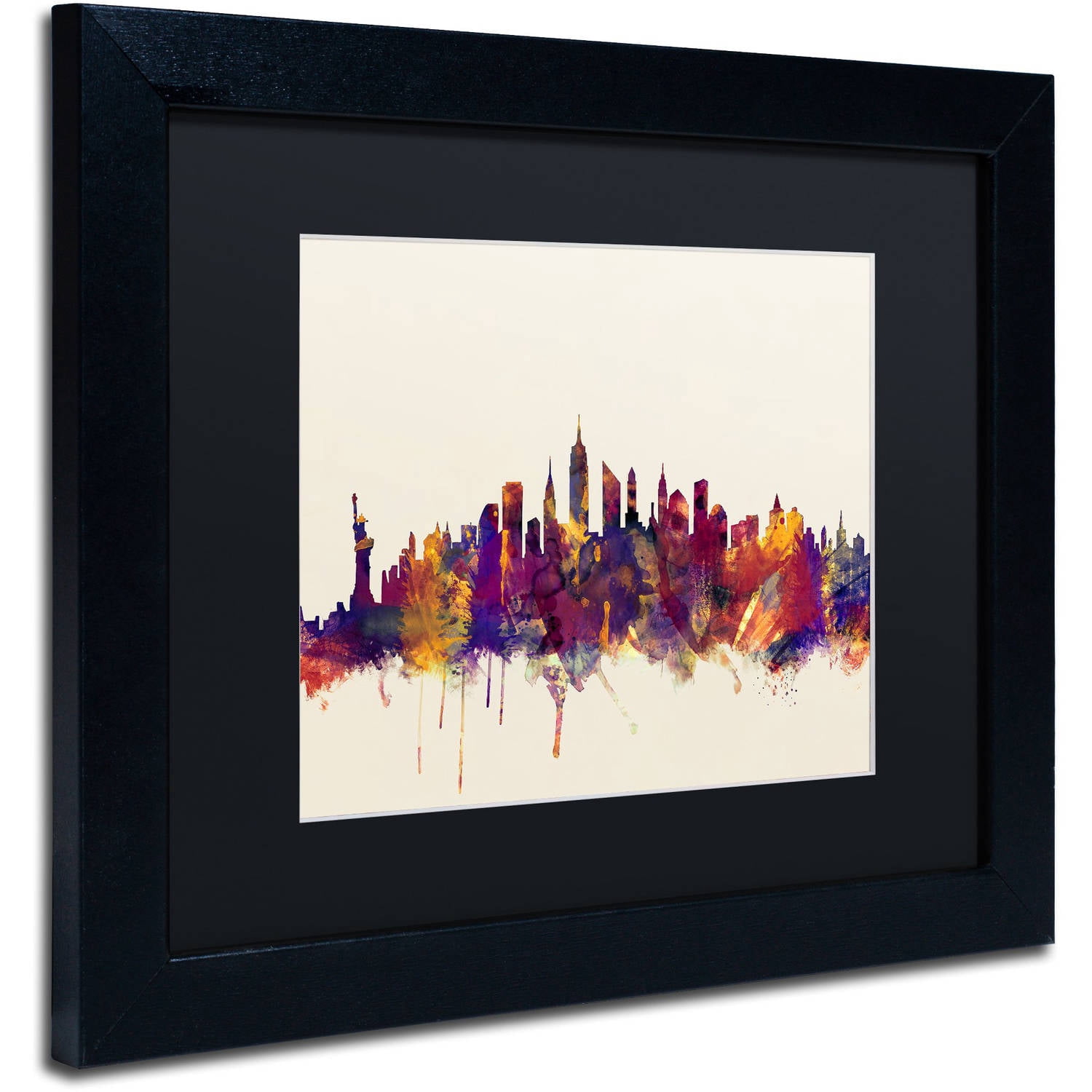 Trademark Fine Art "New York City Skyline" Canvas Art by Michael Tompsett, Black Matte, Black Frame