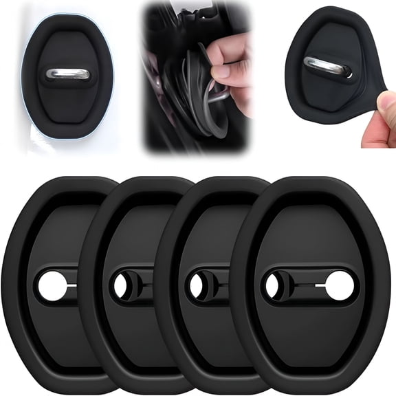 LADYGYM Universal Car Silicone Door Latch Protective Cover, Easy Install Car Decorations, Protects Door Latches for All Vehicles (Black, 4pcs)
