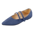 thumbnail image 6 of Mary Jane Shoes Women Adjustable Double Strap Pointed Toe Suede Dressy Slip on Ballet Flat Shoes Loafers Blue Size 8, 6 of 6