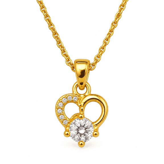 Zen Natural- Women’s Heart Pendant Necklace with Crystal, Dainty Chain Romantic Jewelry Gift for Her